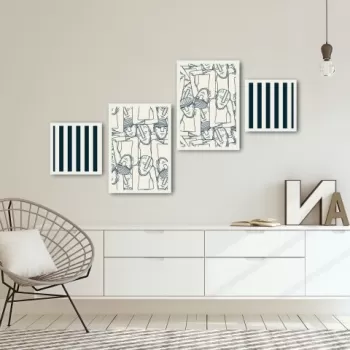 Set 4 tablouri decorative, Alpha Wall, Prison, 30x30/35x50 cm imagine