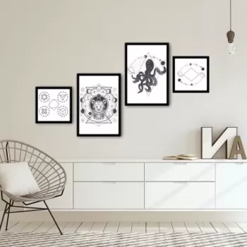 Set 4 tablouri decorative, Alpha Wall, The making of the Universe, 30x30/35x50 cm imagine