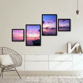 Set 4 tablouri decorative, Alpha Wall, Wander, 30x30/35x50 cm imagine