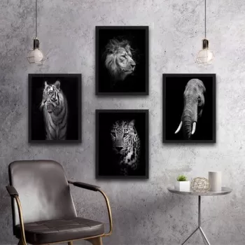 Set 4 tablouri decorative, Animals Set, PAL, Hartie, Multicolor imagine