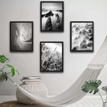 Set 4 tablouri decorative, Black & White Set, PAL, Hartie, Multicolor imagine