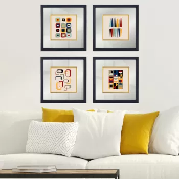 Set 4 tablouri decorative, CAM2162065068, Sticla, Lemn, Multicolor imagine