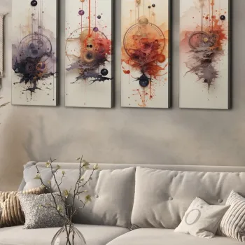 Set 4 tablouri decorative, Ersycnvs4Asm1, Dimensiune: 30 x 90 cm (4 bucati), Multicolor imagine
