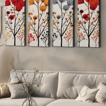 Set 4 tablouri decorative, Ersycnvs4Asm2, Dimensiune: 30 x 90 cm (4 bucati), Multicolor imagine