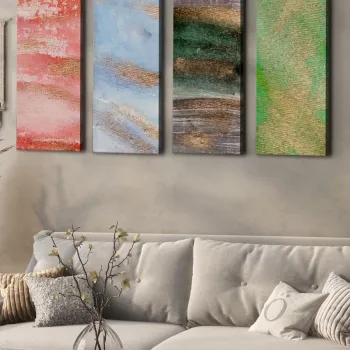 Set 4 tablouri decorative, Ersycnvs4Asm3, Dimensiune: 30 x 90 cm (4 bucati), Multicolor imagine