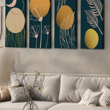 Set 4 tablouri decorative, Ersycnvs4Asm5, Dimensiune: 30 x 90 cm (4 bucati), Multicolor imagine