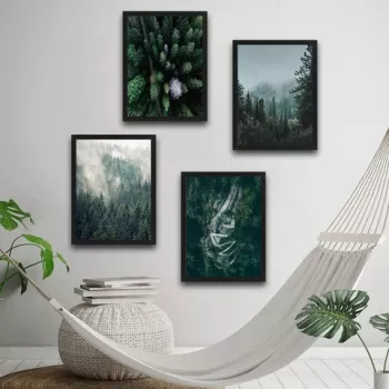 Set 4 tablouri decorative, Green Life Set, PAL, Hartie, Multicolor imagine