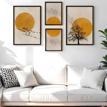 Set 4 tablouri decorative, Huhu455-S, Cadru: 100% LEMN MASIV (Grosime: 2 cm), Multicolor imagine