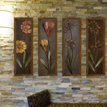 Set 4 tablouri decorative, KZM384, MDF, Imprimat UV, Multicolor imagine