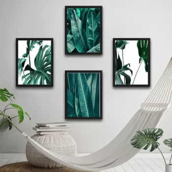 Set 4 tablouri decorative, Leaf Set, PAL, Hartie, Multicolor imagine