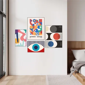 Set 4 tablouri decorative, Mdf, Imprimare digitala, Multicolor imagine