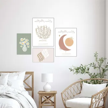Set 4 tablouri decorative, Mdf, Imprimare digitala, Multicolor imagine
