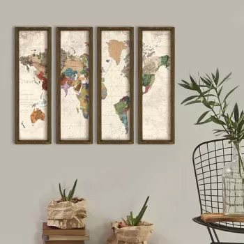 Set 4 tablouri decorative, MZM385, MDF, Imprimat UV, Multicolor imagine