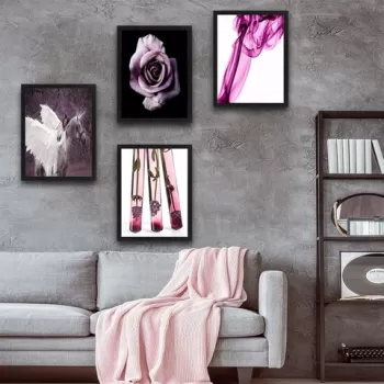 Set 4 tablouri decorative, Purple Unicorn Set, PAL, Hartie, Multicolor imagine