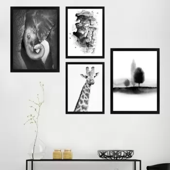 Set 4 tablouri decorative, SET_002, Lulu, 24x29 cm/34x44 cm, plastic imagine