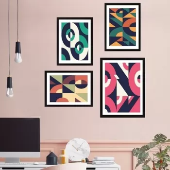 Set 4 tablouri decorative, SET_019, Lulu, 24x29 cm/34x44 cm, plastic imagine