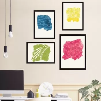 Set 4 tablouri decorative, SET_031, Lulu, 24x29 cm/34x44 cm, plastic imagine