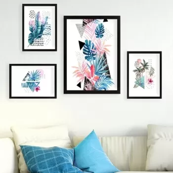 Set 4 tablouri decorative, SET_038, Lulu, 24x29 cm/34x44 cm, plastic imagine