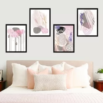 Set 4 tablouri decorative, SET_045, Lulu, 24x29 cm, plastic imagine