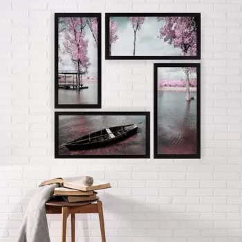 Set 4 tablouri decorative, SET_051, Lulu, 24x44 cm, plastic imagine