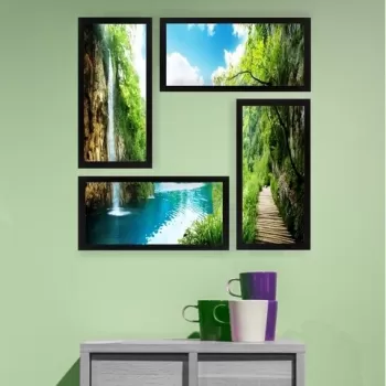 Set 4 tablouri decorative, SET_052, Lulu, 24x44 cm, plastic imagine