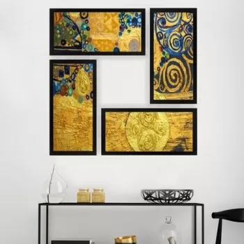 Set 4 tablouri decorative, SET_053, Lulu, 24x44 cm, plastic imagine