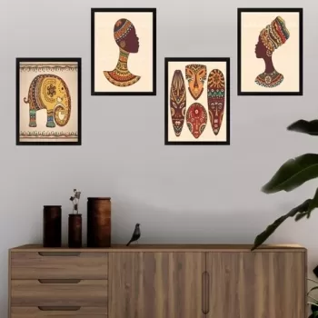 Set 4 tablouri decorative, SET_060, Lulu, 24x29 cm, plastic imagine