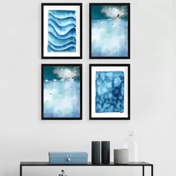 Set 4 tablouri decorative, SET_063, Lulu, 24x29 cm, plastic imagine