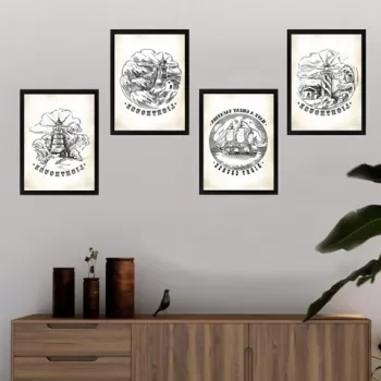 Set 4 tablouri decorative, SET_071, Lulu, 24x29 cm, plastic imagine