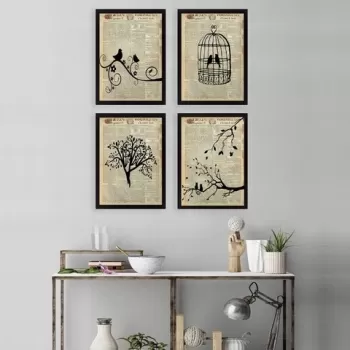 Set 4 tablouri decorative, SET_077, Lulu, 24x29 cm, plastic imagine