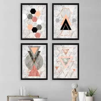 Set 4 tablouri decorative, SET_081, Lulu, 34x44 cm, plastic imagine