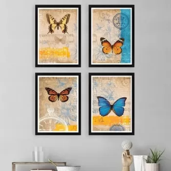 Set 4 tablouri decorative, SET_104, Lulu, 34x44 cm, plastic imagine