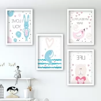 Set 4 tablouri decorative, SET_122, Lulu, 34x44 cm, plastic imagine
