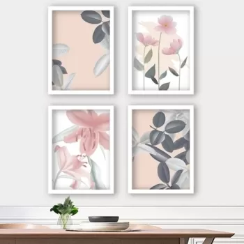 Set 4 tablouri decorative, SET_124, Lulu, 34x44 cm, plastic imagine