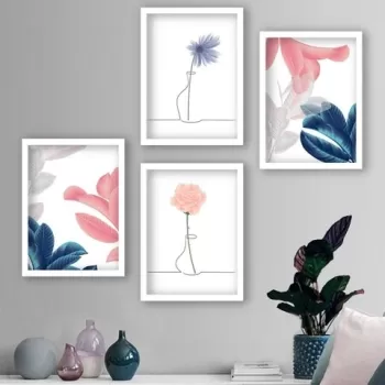 Set 4 tablouri decorative, SET_125, Lulu, 34x44 cm, plastic imagine