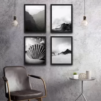 Set 4 tablouri decorative, Wave Set, PAL, Hartie, Multicolor imagine