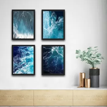 Set 4 tablouri decorative, Waves Set 1, PAL, Hartie, Multicolor imagine