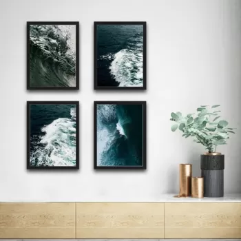 Set 4 tablouri decorative, Waves Set 2, PAL, Hartie, Multicolor imagine