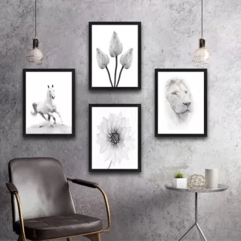 Set 4 tablouri decorative, White World Set, PAL, Hartie, Multicolor imagine