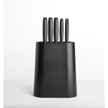 Set 5 cutite cu suport, Brabantia, Tasty+, 18.9x8.9x33.5 cm, plastic/otel, gri inchis imagine