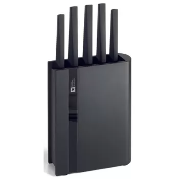 Set 5 cutite cu suport, Richardson Sheffield, Edge Black, inox/lemn, negru imagine