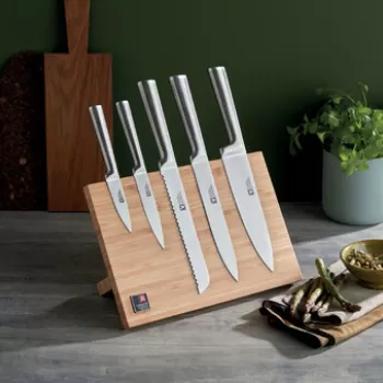 Set 5 cutite + suport magnetic, Richardson Sheffield, Visage, inox imagine