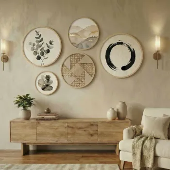 Set 5 decoratiuni de perete MDF, Huhu861, Cadru: 100% LEMN MASIV (Grosime: 1,5 cm), Multicolor imagine