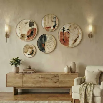 Set 5 decoratiuni de perete MDF, Huhu864, Cadru: 100% LEMN MASIV (Grosime: 1,5 cm), Multicolor imagine