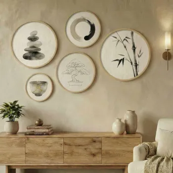 Set 5 decoratiuni de perete MDF, Huhu875, Cadru: 100% LEMN MASIV (Grosime: 1,5 cm), Multicolor imagine