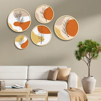 Set 5 decoratiuni de perete MDF, Yats-03, Dimensiune: 43,5 x 43,5 cm (1 bucata), Multicolor imagine