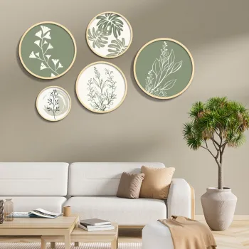 Set 5 decoratiuni de perete MDF, Yats-04, Dimensiune: 43,5 x 43,5 cm (1 bucata), Multicolor imagine