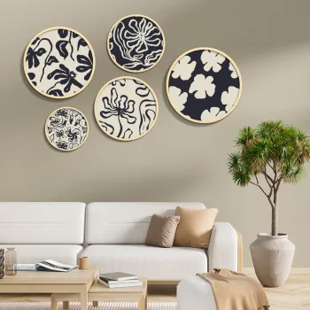 Set 5 decoratiuni de perete MDF, Yats-05, Dimensiune: 43,5 x 43,5 cm (1 bucata), Multicolor imagine