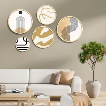 Set 5 decoratiuni de perete MDF, Yats-06, Dimensiune: 43,5 x 43,5 cm (1 bucata), Multicolor imagine
