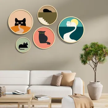 Set 5 decoratiuni de perete MDF, Yats-13, Dimensiune: 43,5 x 43,5 cm (1 bucata), Multicolor imagine
